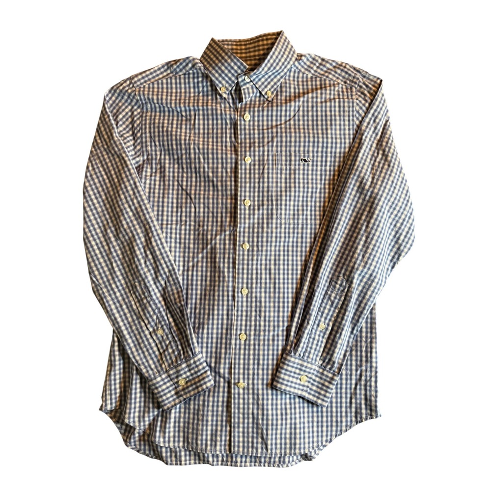 Vineyard Vines Slim Fit Tucker Shirt Mens S Blue Gingham Check Button Down